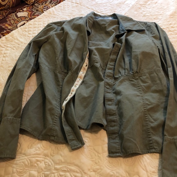 Tommy Hilfiger Vintage Y2K snap front shirt military style chic - Picture 11 of 11